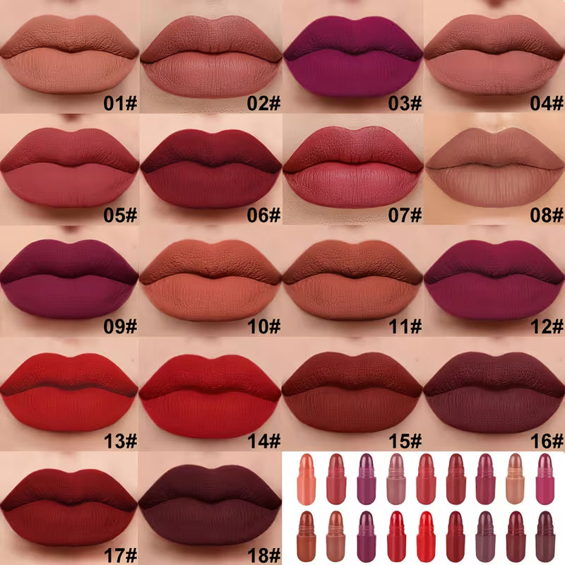 18pcs Mini Capsule Lipstick Set – Matte Long-Lasting Lip Gloss Collection