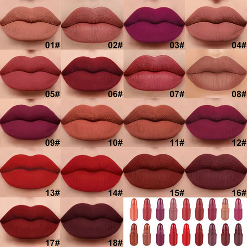18pcs Mini Capsule Lipstick Set – Matte Long-Lasting Lip Gloss Collection