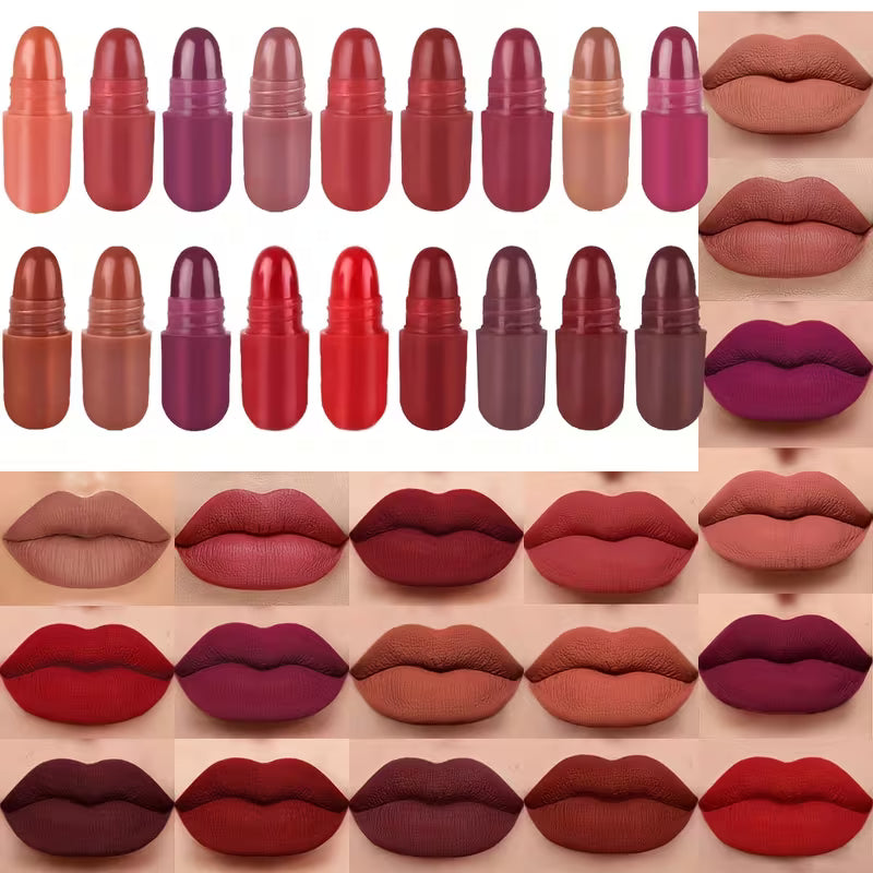 18pcs Mini Capsule Lipstick Set – Matte Long-Lasting Lip Gloss Collection