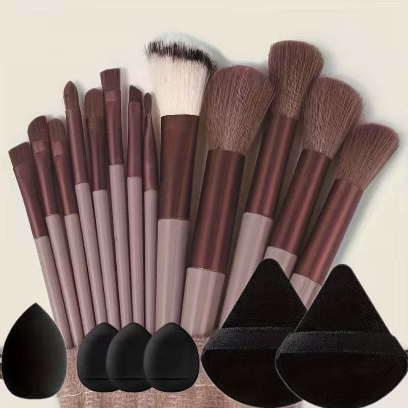 19-Piece Makeup Brush Set – Professional Soft Brushes with Sponge & Powder Tools