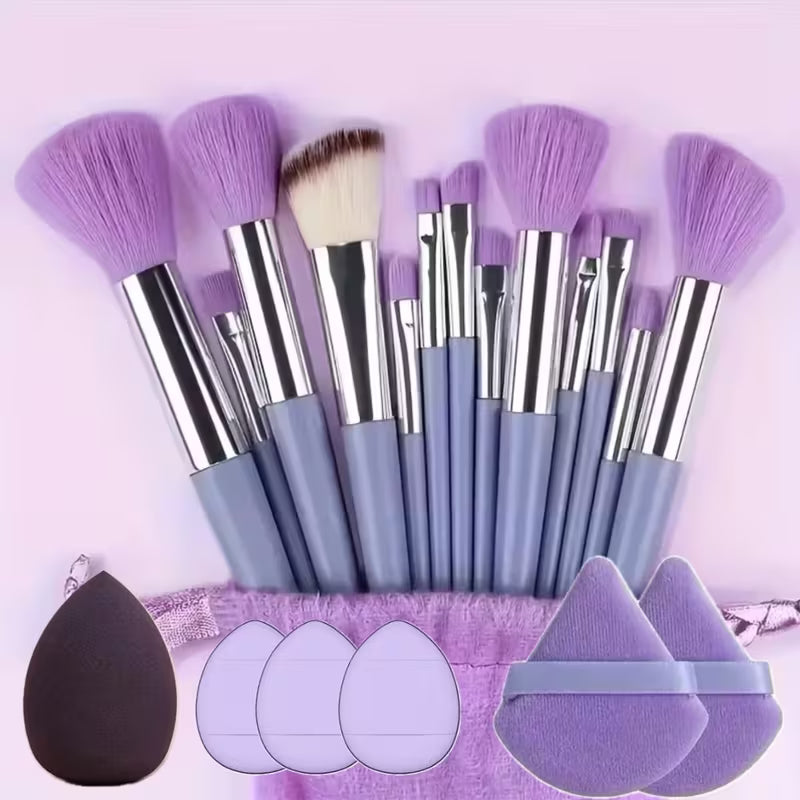 19-Piece Makeup Brush Set – Professional Soft Brushes with Sponge & Powder Tools