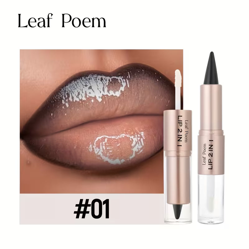 2-in-1 Lipstick & Lip Gloss – Matte + Shine Dual-Ended (Berry Tones)