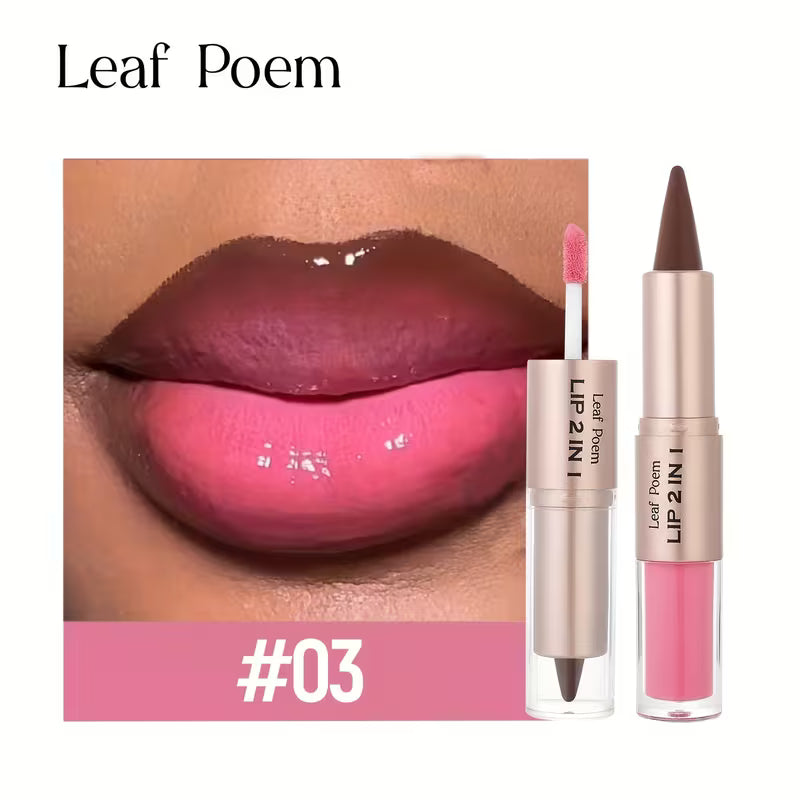 2-in-1 Lipstick & Lip Gloss – Matte + Shine Dual-Ended (Berry Tones)
