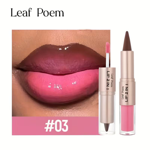 2-in-1 Lipstick & Lip Gloss – Matte + Shine Dual-Ended (Berry Tones)