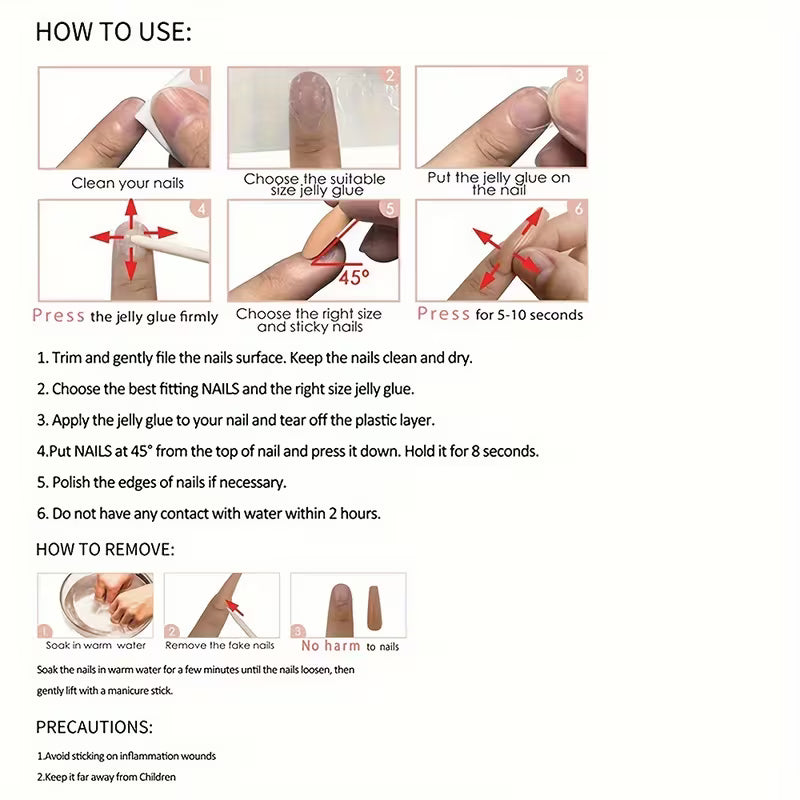 24pcs French Tip Press-On Nails – Glossy Pink Rhinestone Design