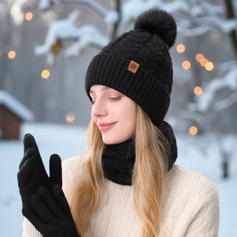 3-Piece Winter Thermal Set – Hat, Scarf & Gloves Warm Knit Outfit