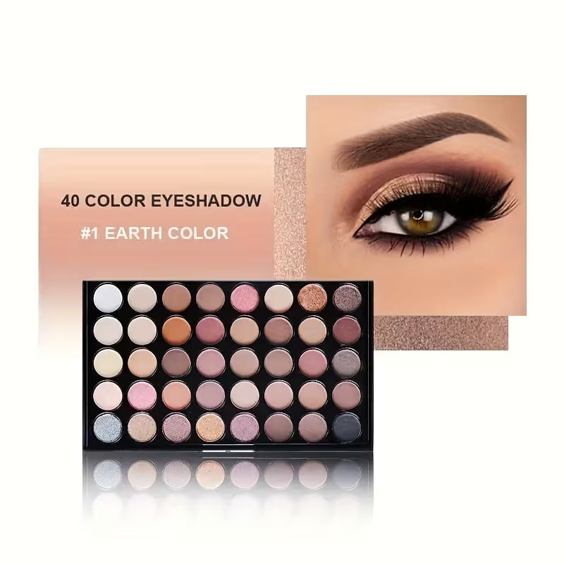 40-Color Eyeshadow Palette – Matte, Shimmer & Earth Tone Makeup Kit