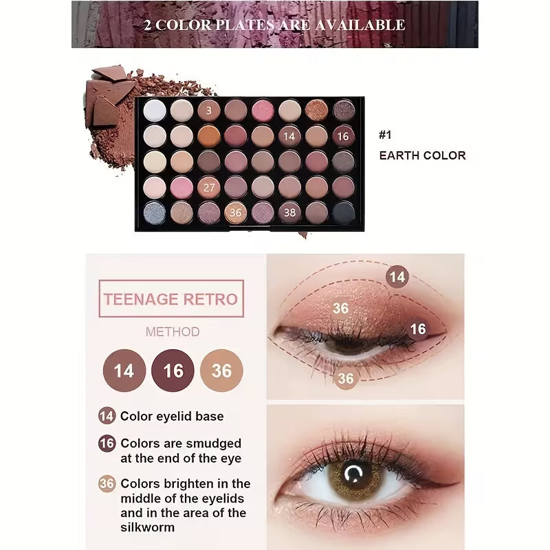 40-Color Eyeshadow Palette – Matte, Shimmer & Earth Tone Makeup Kit