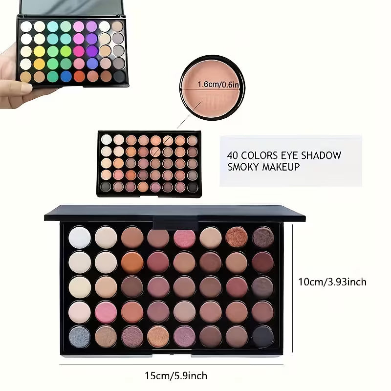 40-Color Eyeshadow Palette – Matte, Shimmer & Earth Tone Makeup Kit