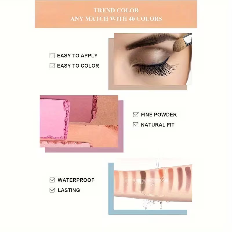 40-Color Eyeshadow Palette – Matte, Shimmer & Earth Tone Makeup Kit