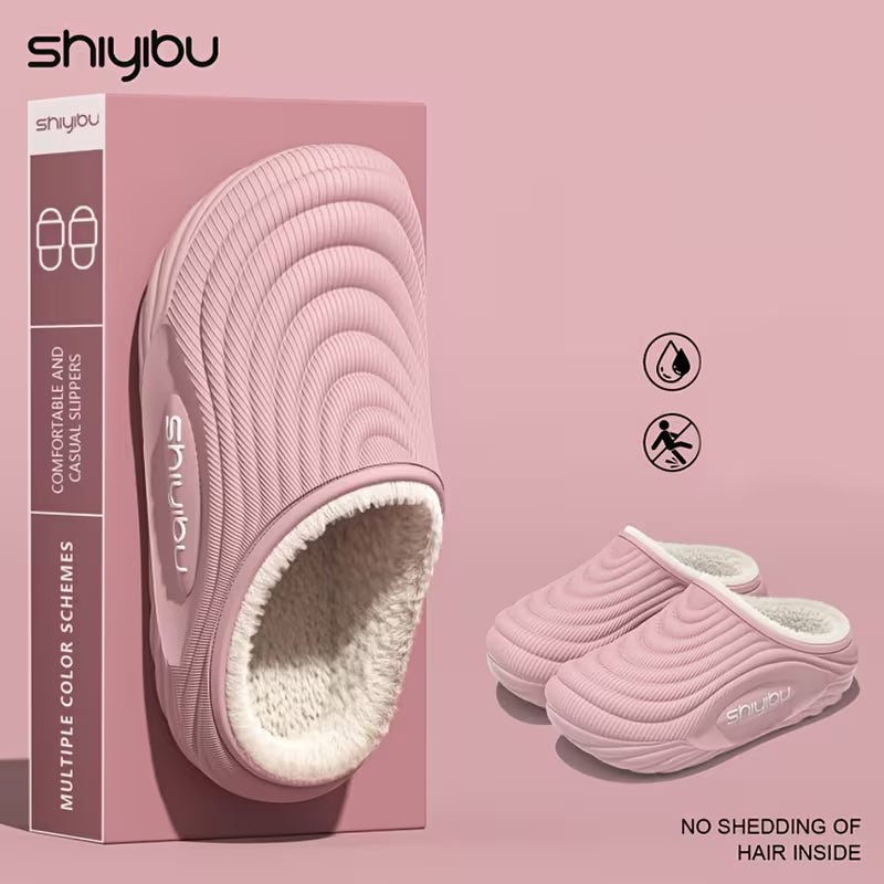 Warm Plush Winter Slippers – Thick Sole Cozy Indoor & Outdoor House Shoes
