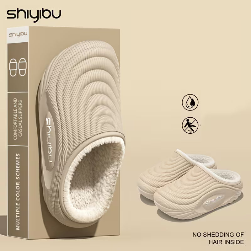 Warm Plush Winter Slippers – Thick Sole Cozy Indoor & Outdoor House Shoes