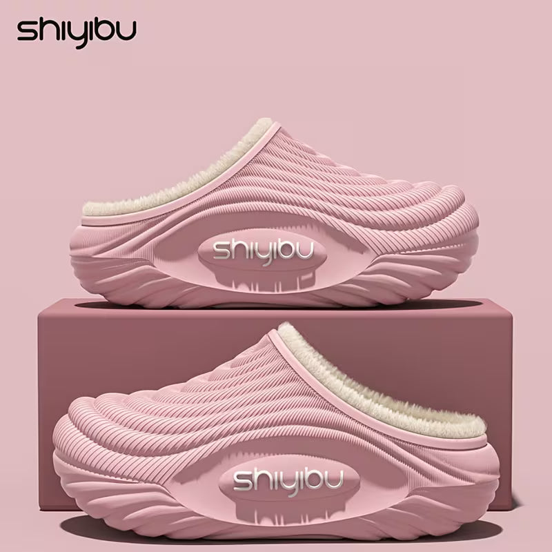Warm Plush Winter Slippers – Thick Sole Cozy Indoor & Outdoor House Shoes
