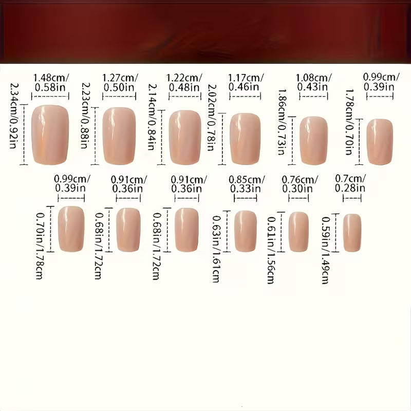 96pcs French Press-On Nails Set – Glossy Mixed Colors with Glue & File