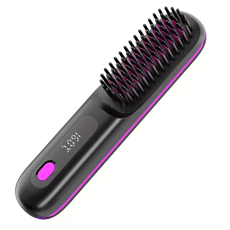 Cordless Hair Straightener Brush – Fast Heat USB Rechargeable Anti-Scald Comb