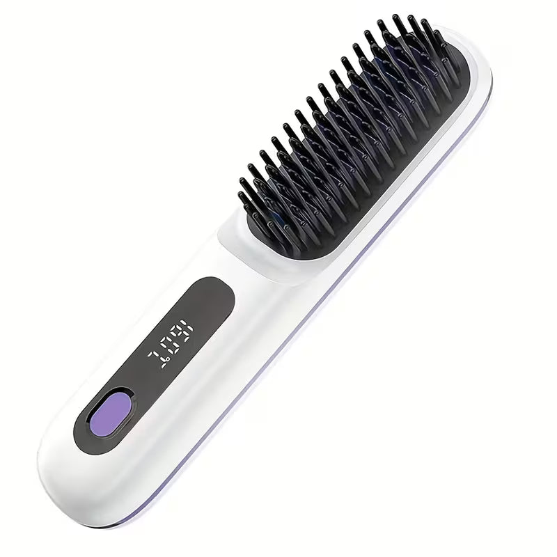 Cordless Hair Straightener Brush – Fast Heat USB Rechargeable Anti-Scald Comb