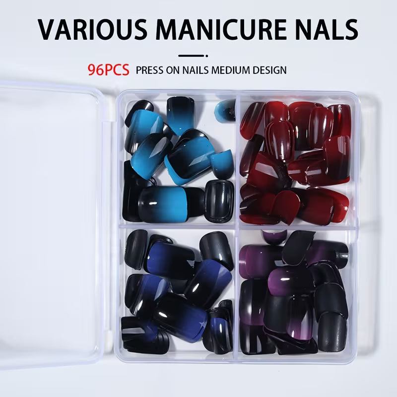 216pcs Almond Press-On Nails Set – Valentine Floral & Heart Designs