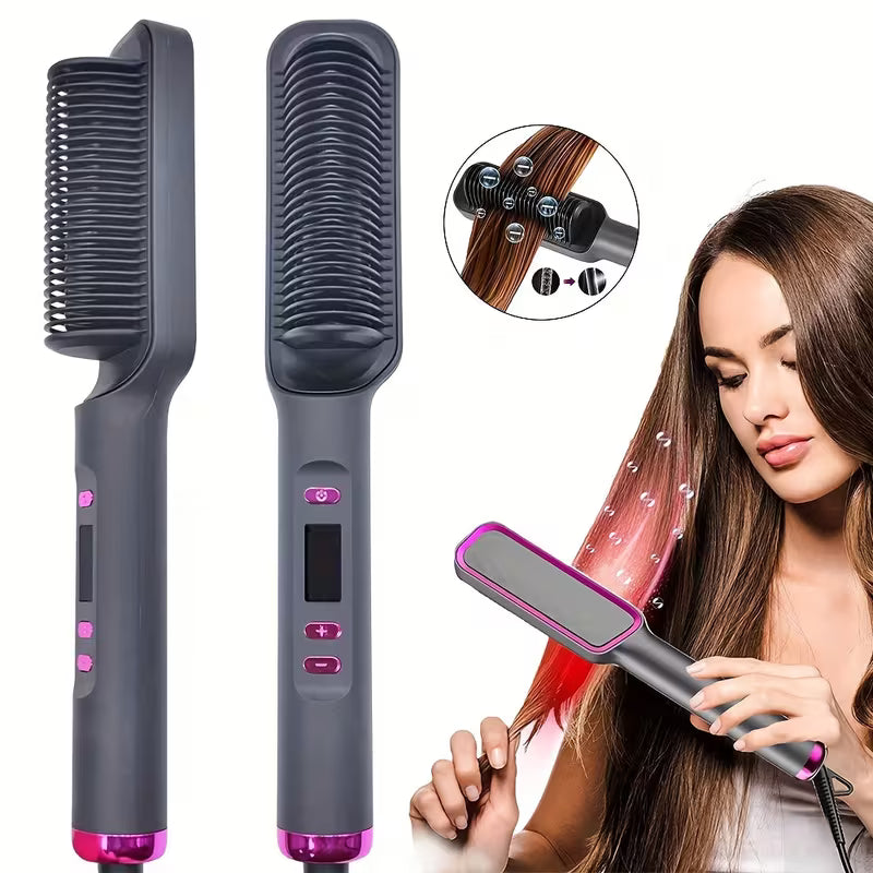 2-in-1 Hair Straightening Comb – Wet & Dry Use | Anti-Frizz Styling Tool