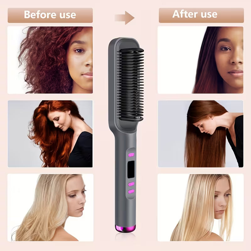 2-in-1 Hair Straightening Comb – Wet & Dry Use | Anti-Frizz Styling Tool