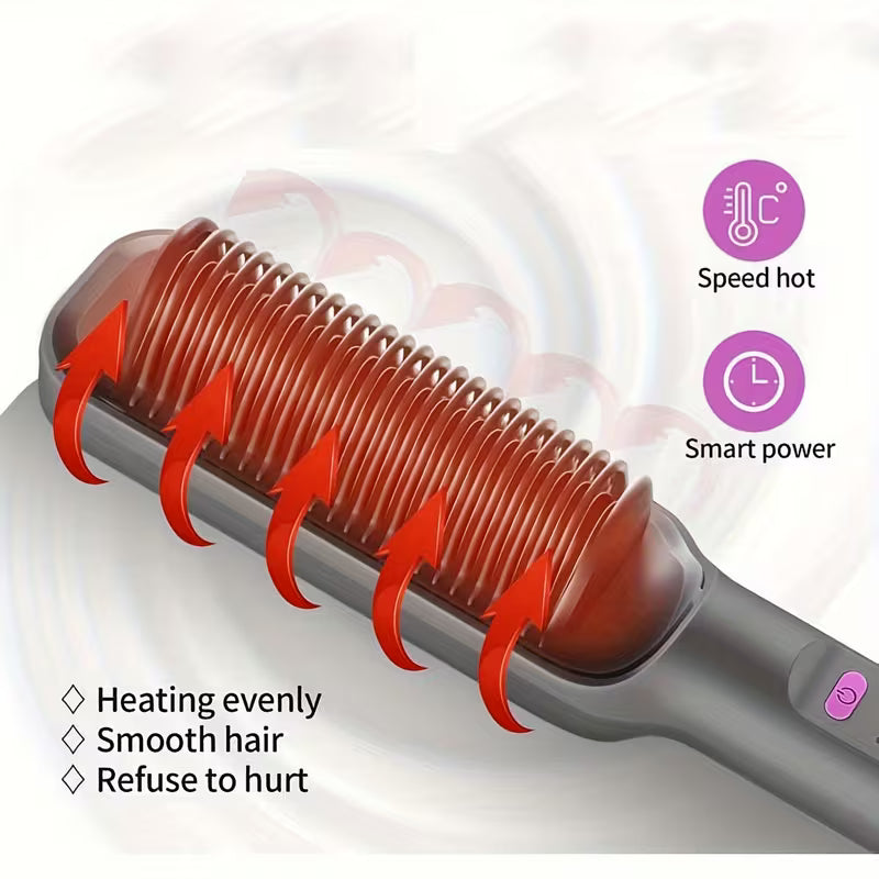 2-in-1 Hair Straightening Comb – Wet & Dry Use | Anti-Frizz Styling Tool