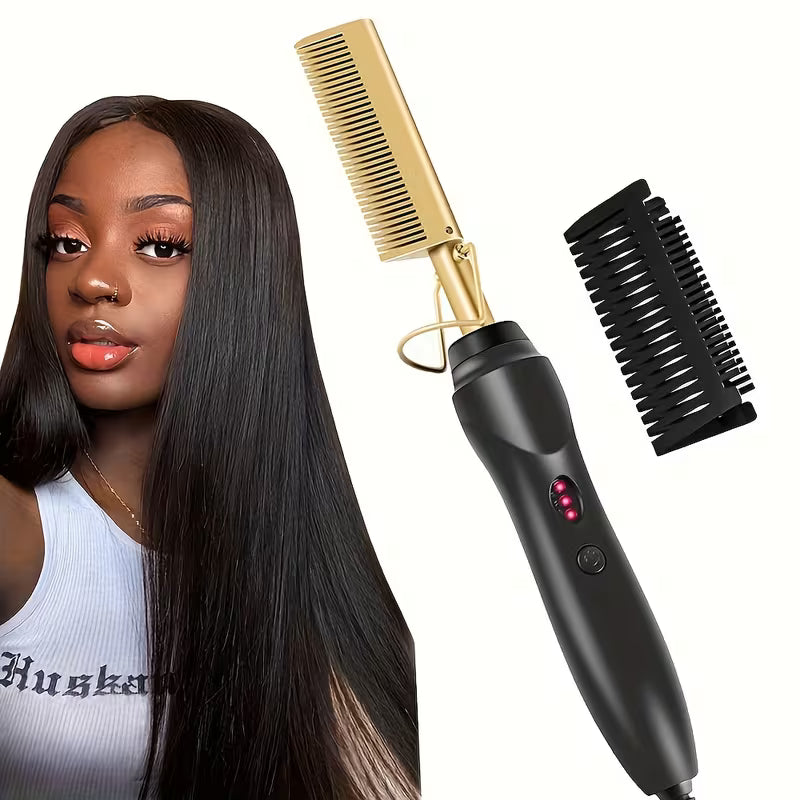 Electric Hair Straightening Comb – Dual Use Curl & Straighten Tool