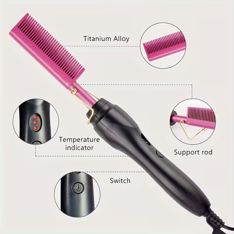 Electric Hair Straightening Comb – Dual Use Curl & Straighten Tool
