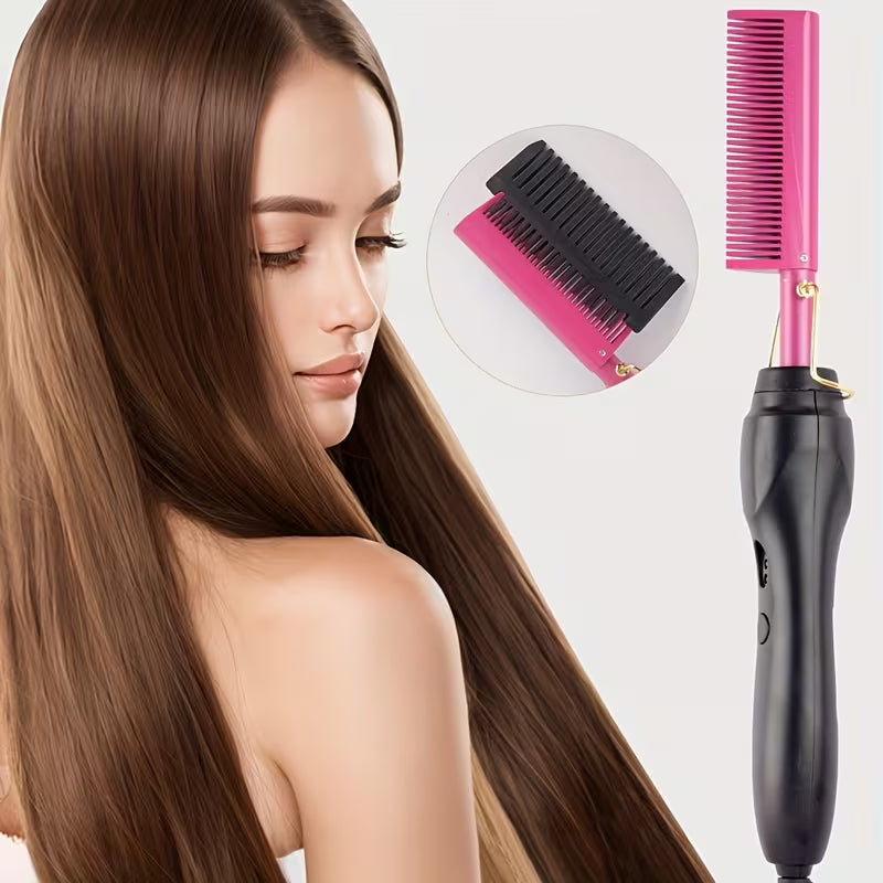 Electric Hair Straightening Comb – Dual Use Curl & Straighten Tool
