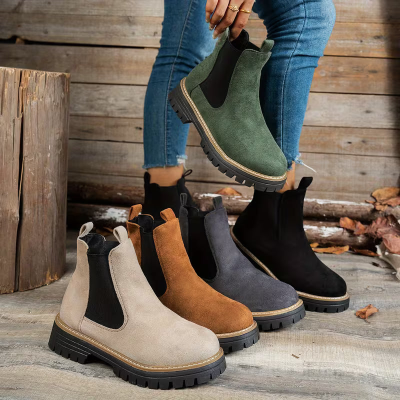 Women’s Chunky Heel Ankle Boots – Stylish Winter Short Boots