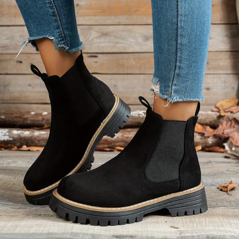 Women’s Chunky Heel Ankle Boots – Stylish Winter Short Boots