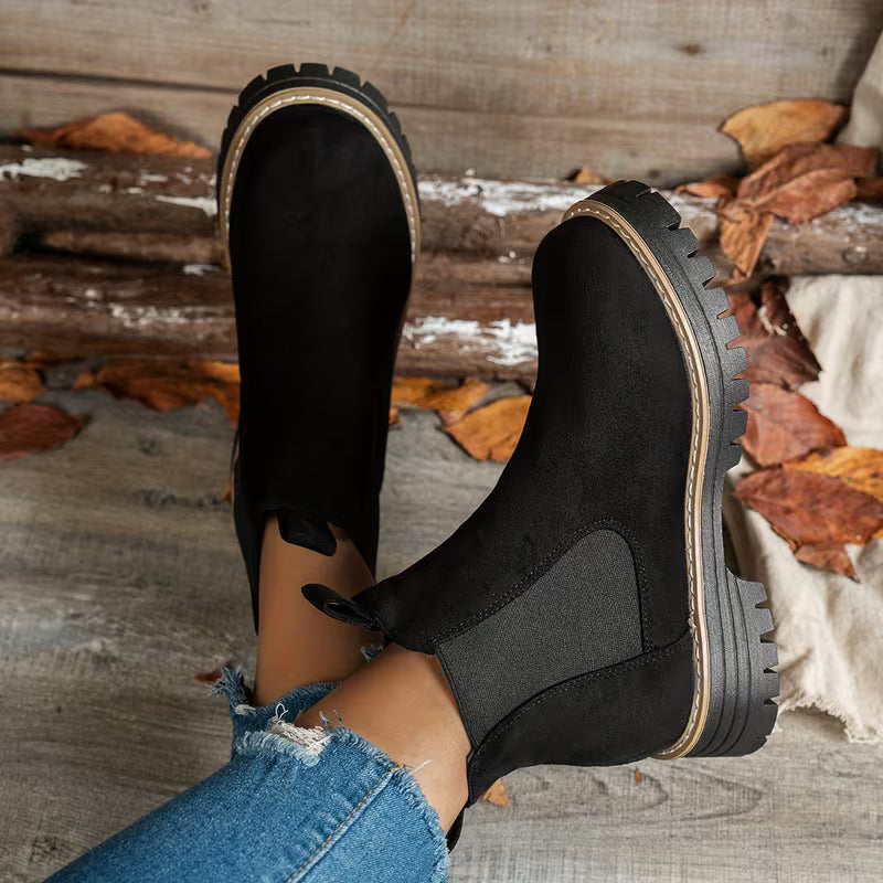 Women’s Chunky Heel Ankle Boots – Stylish Winter Short Boots
