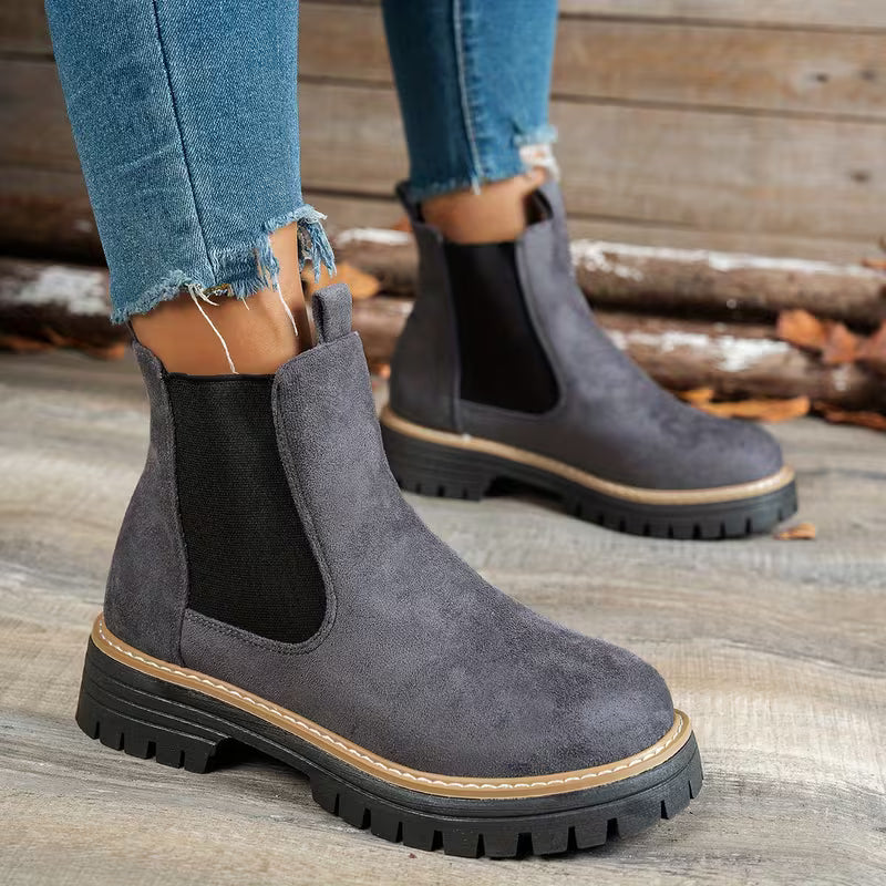 Women’s Chunky Heel Ankle Boots – Stylish Winter Short Boots