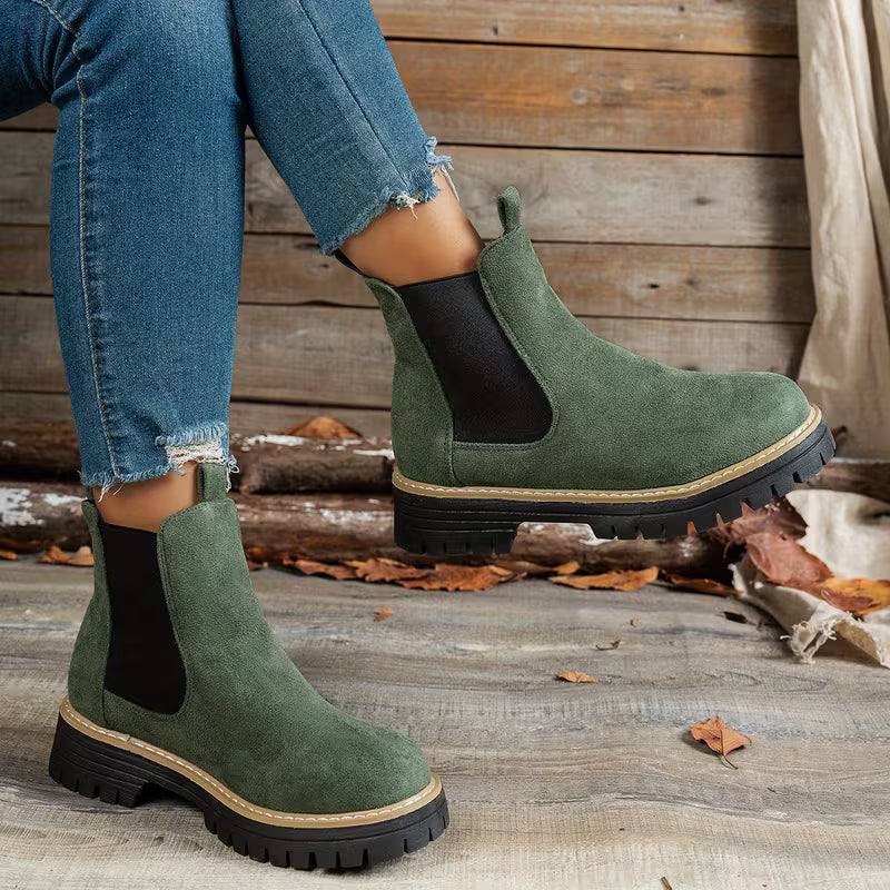 Women’s Chunky Heel Ankle Boots – Stylish Winter Short Boots