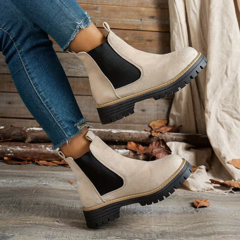 Women’s Chunky Heel Ankle Boots – Stylish Winter Short Boots