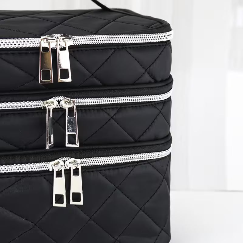 Large Capacity Makeup Bag – 3-Layer Travel Organizer (Luxury Design)