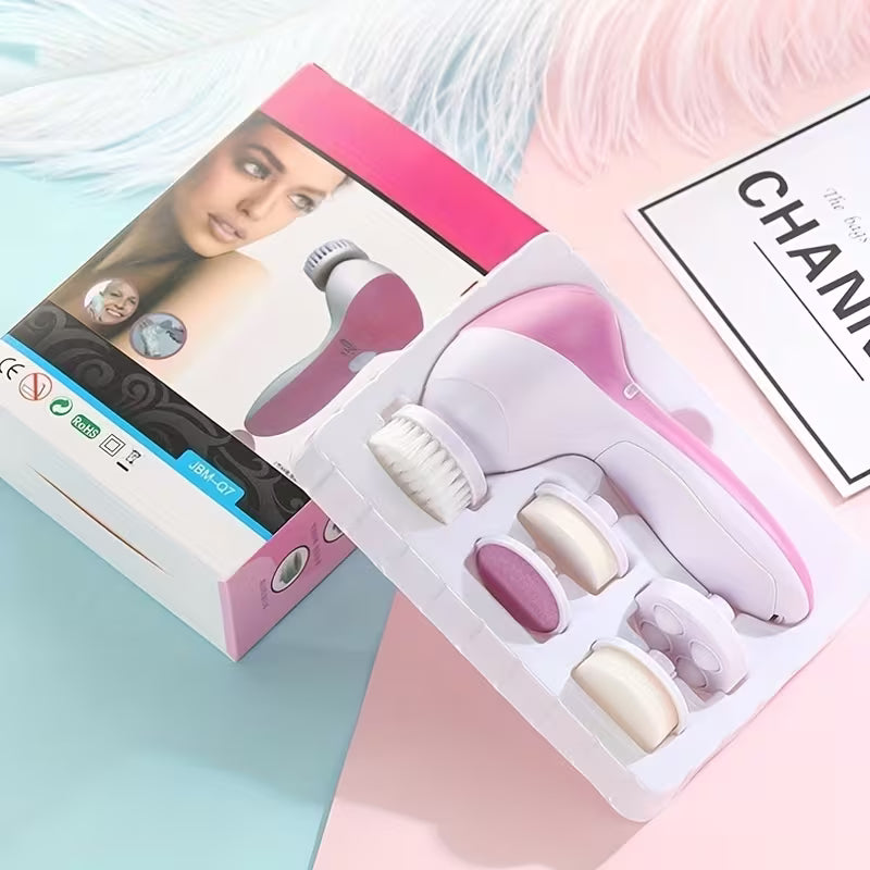 5-in-1 Electric Facial Cleansing Brush – Deep Clean & Exfoliating Skincare Device