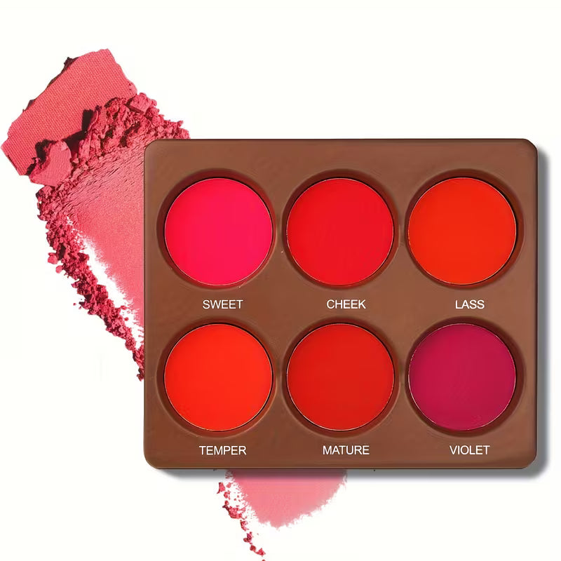6-Color Matte Blush Palette – Long-Lasting Natural Face Makeup