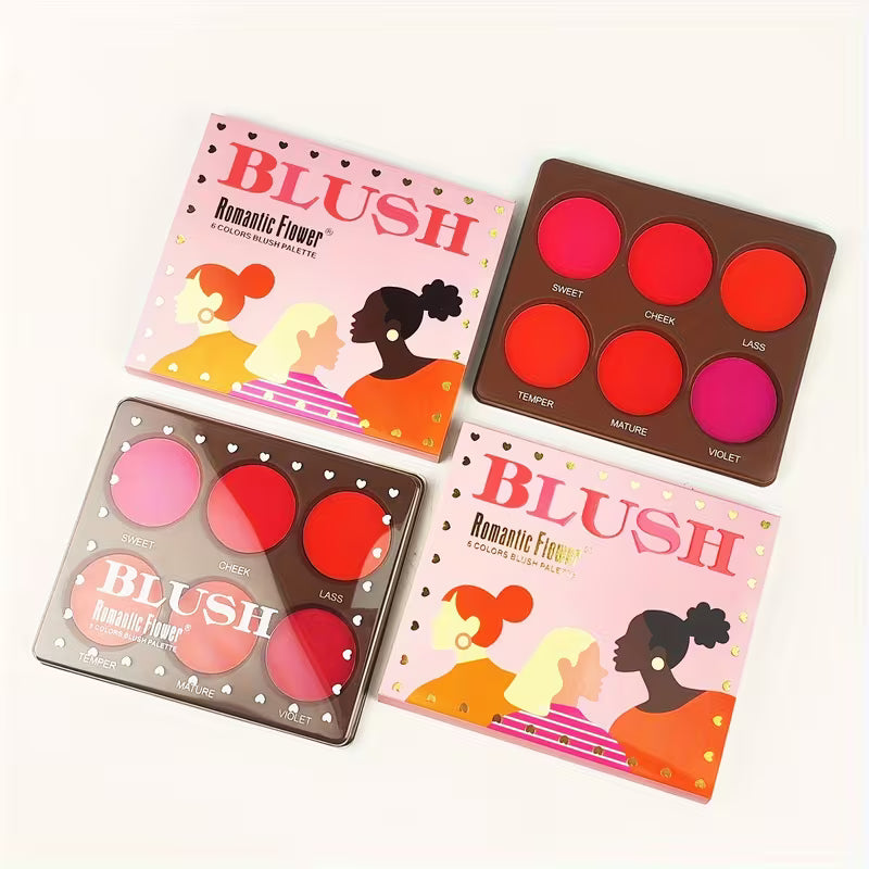 6-Color Matte Blush Palette – Long-Lasting Natural Face Makeup
