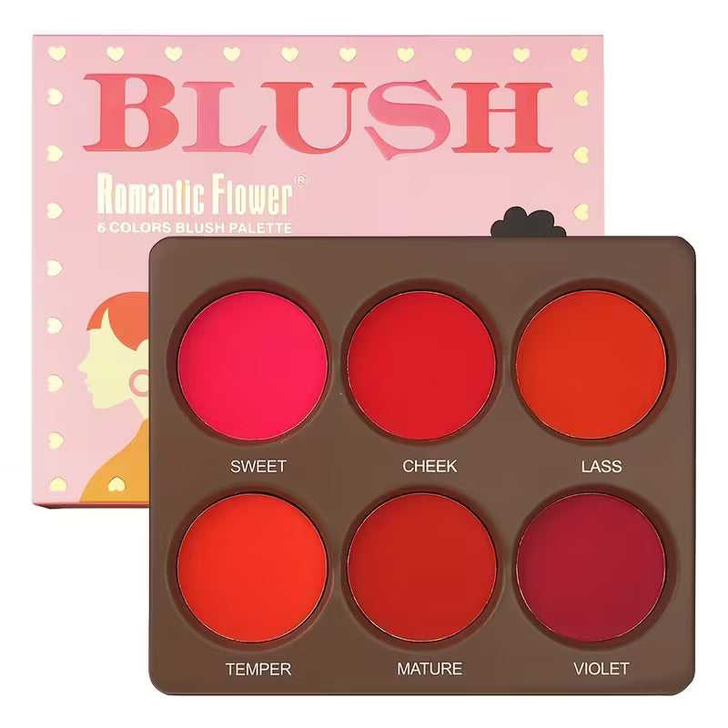6-Color Matte Blush Palette – Long-Lasting Natural Face Makeup