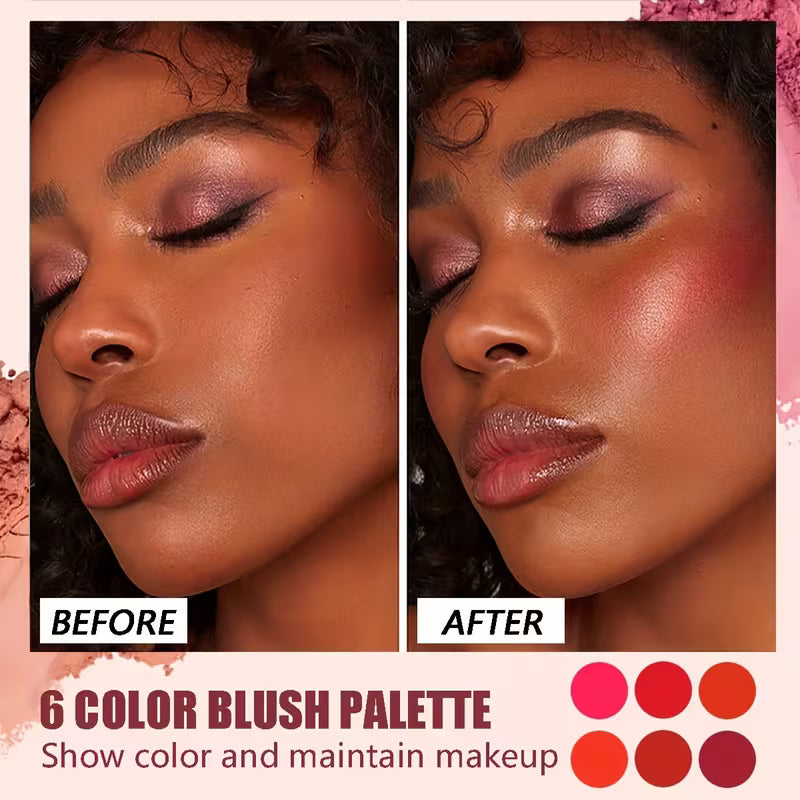 6-Color Matte Blush Palette – Long-Lasting Natural Face Makeup