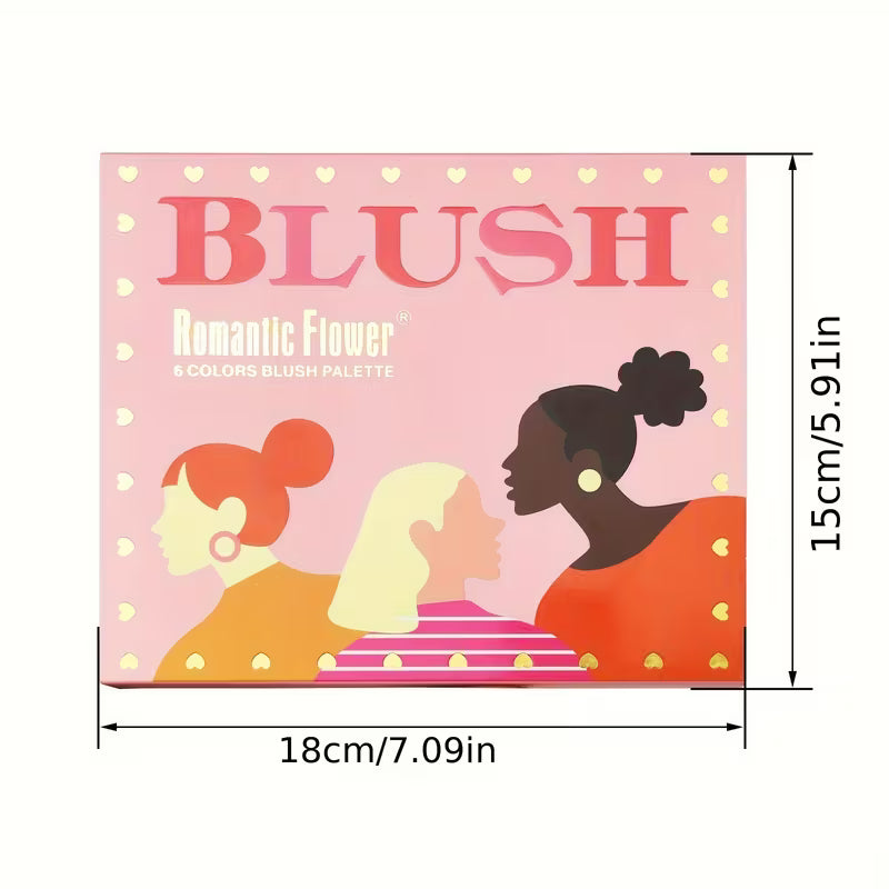 6-Color Matte Blush Palette – Long-Lasting Natural Face Makeup