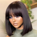Straight Short Bob Wig with Bangs – 180% Density Vietnamese Raw Human Hair Glueless Wig