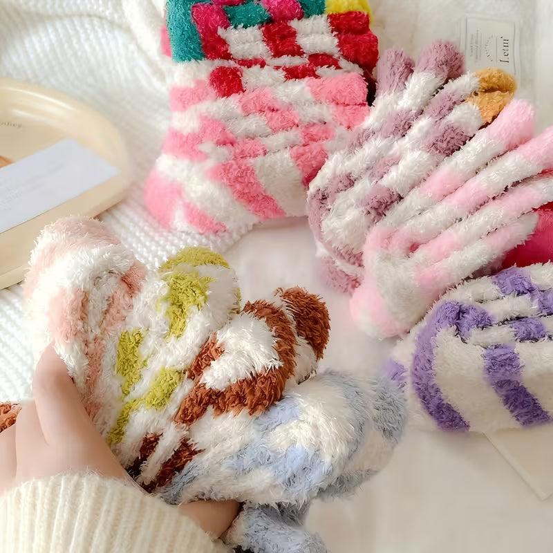 6-Pack Warm Coral Fleece Socks – Thick Winter Home & Sleeping Socks