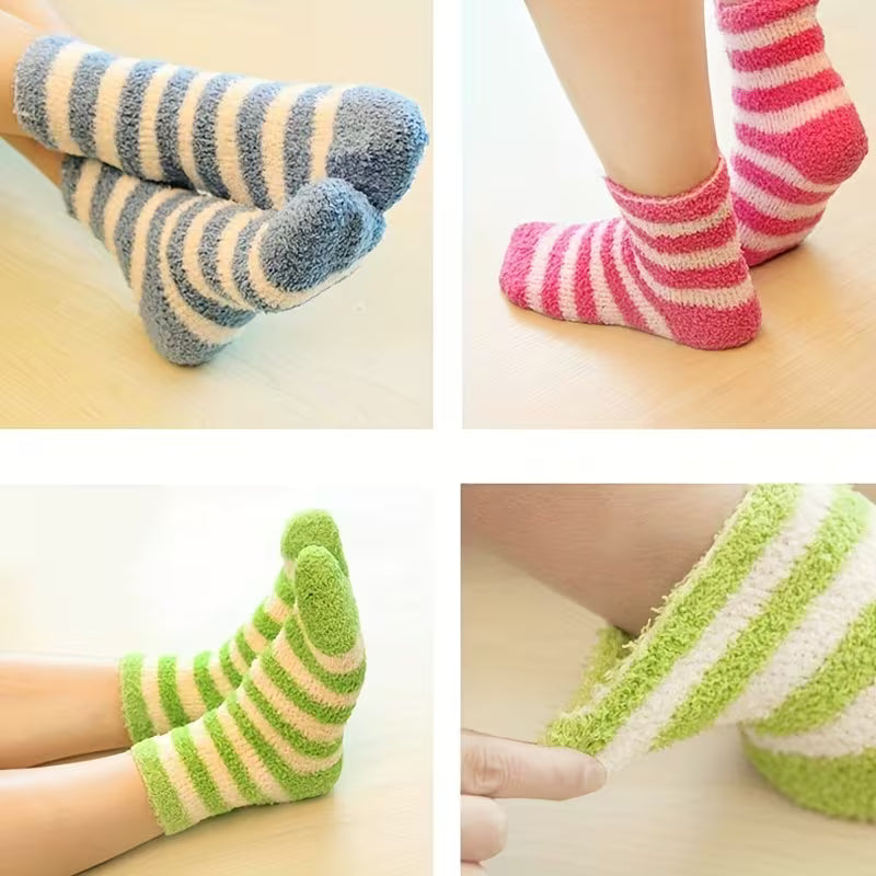 6-Pack Warm Coral Fleece Socks – Thick Winter Home & Sleeping Socks