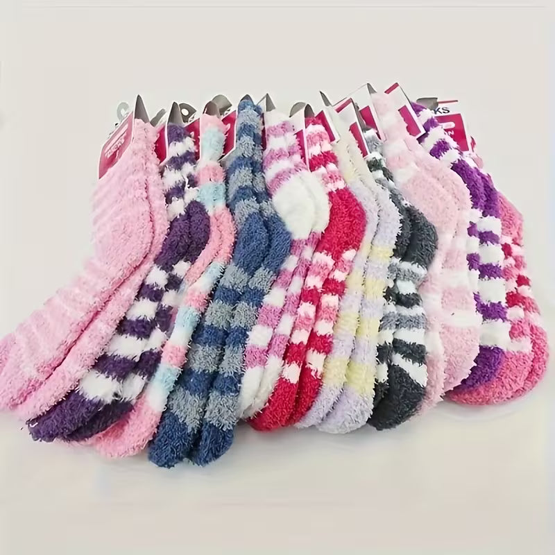 6-Pack Warm Coral Fleece Socks – Thick Winter Home & Sleeping Socks