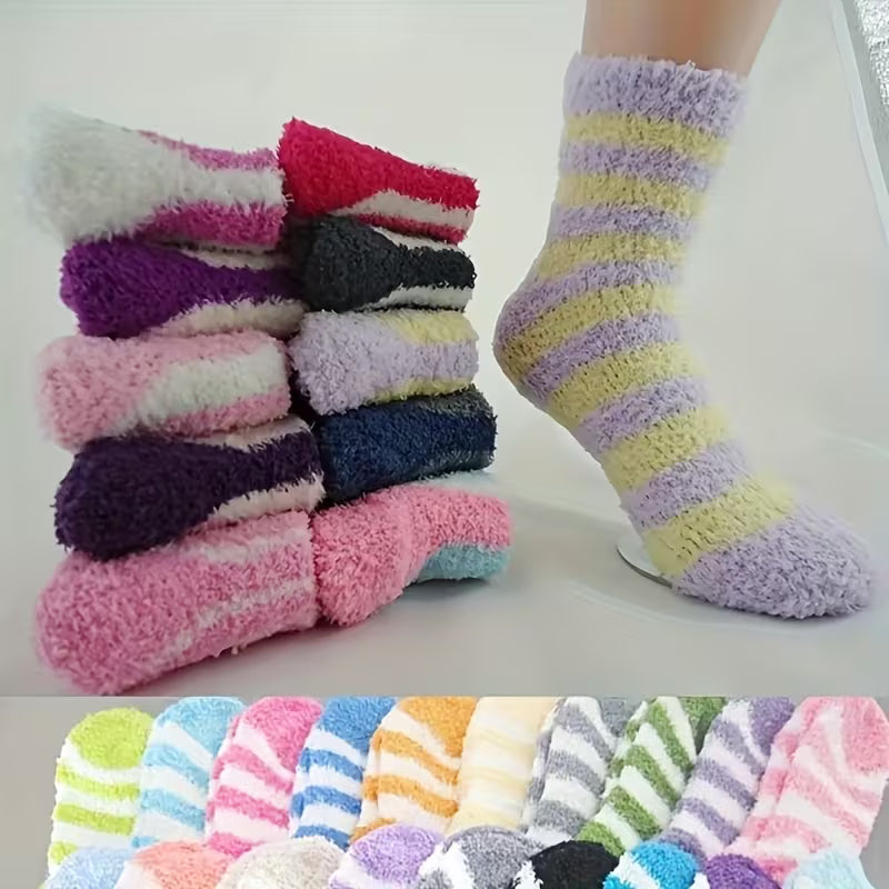 6-Pack Warm Coral Fleece Socks – Thick Winter Home & Sleeping Socks