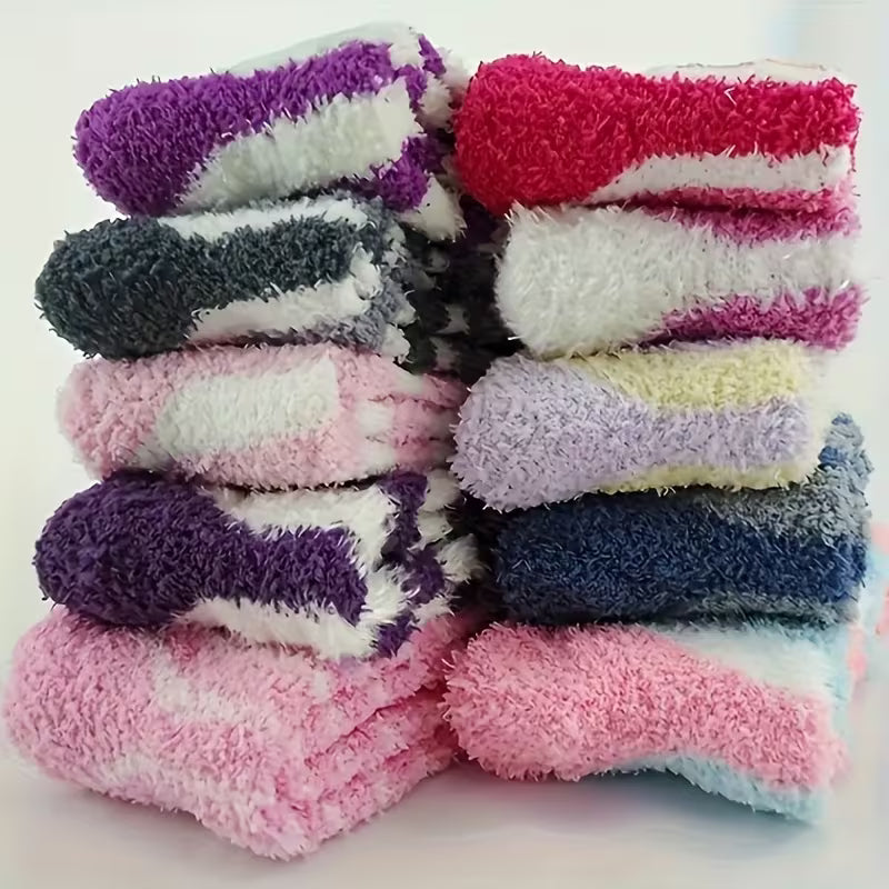 6-Pack Warm Coral Fleece Socks – Thick Winter Home & Sleeping Socks