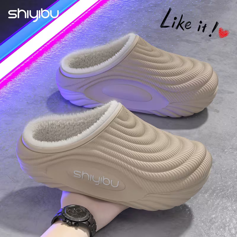 Warm Plush Winter Slippers – Thick Sole Cozy Indoor & Outdoor House Shoes
