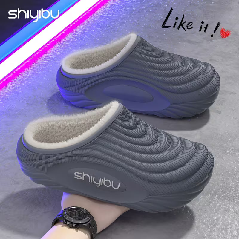 Warm Plush Winter Slippers – Thick Sole Cozy Indoor & Outdoor House Shoes