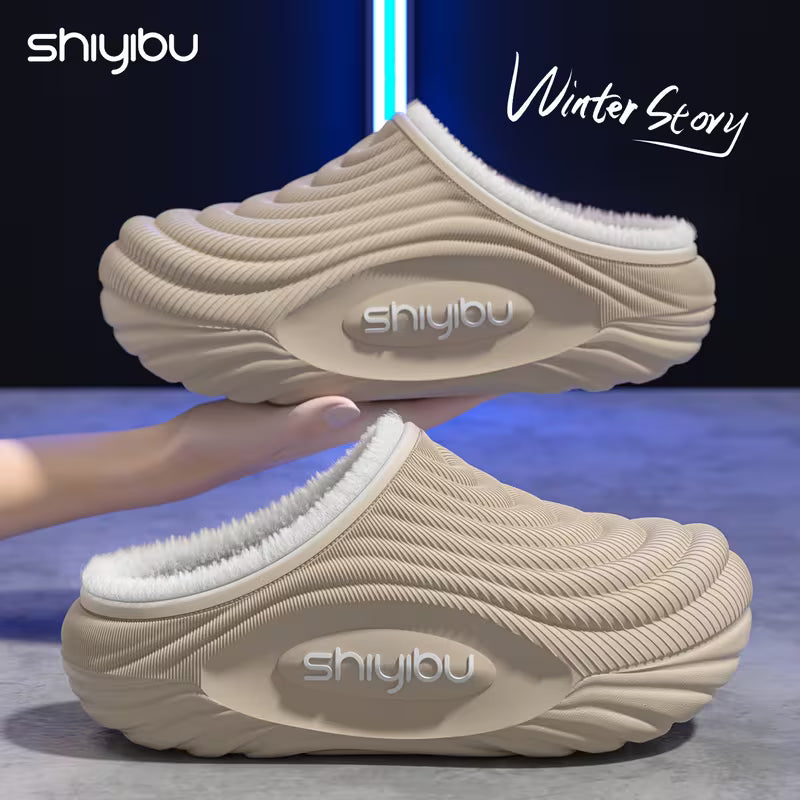 Warm Plush Winter Slippers – Thick Sole Cozy Indoor & Outdoor House Shoes