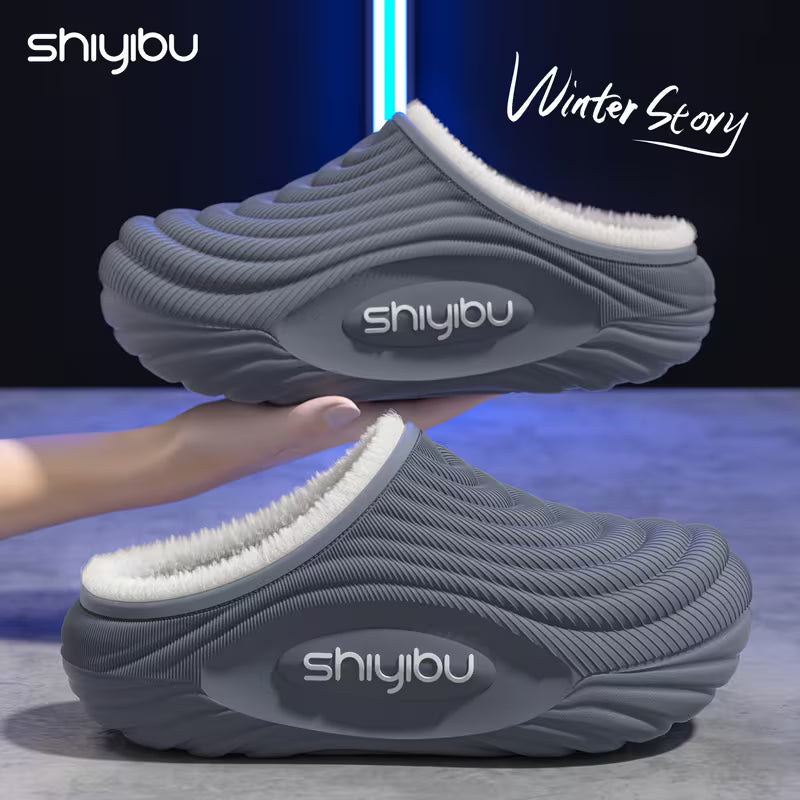 Warm Plush Winter Slippers – Thick Sole Cozy Indoor & Outdoor House Shoes